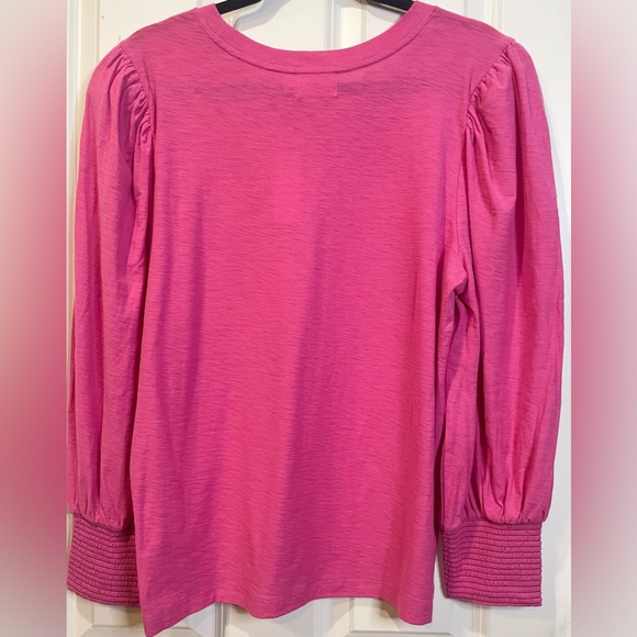 New Anthropologie Nation LTD Loren Tee Pink Long Puffy Sleeve Shirt Boho XL - Picture 3 of 8